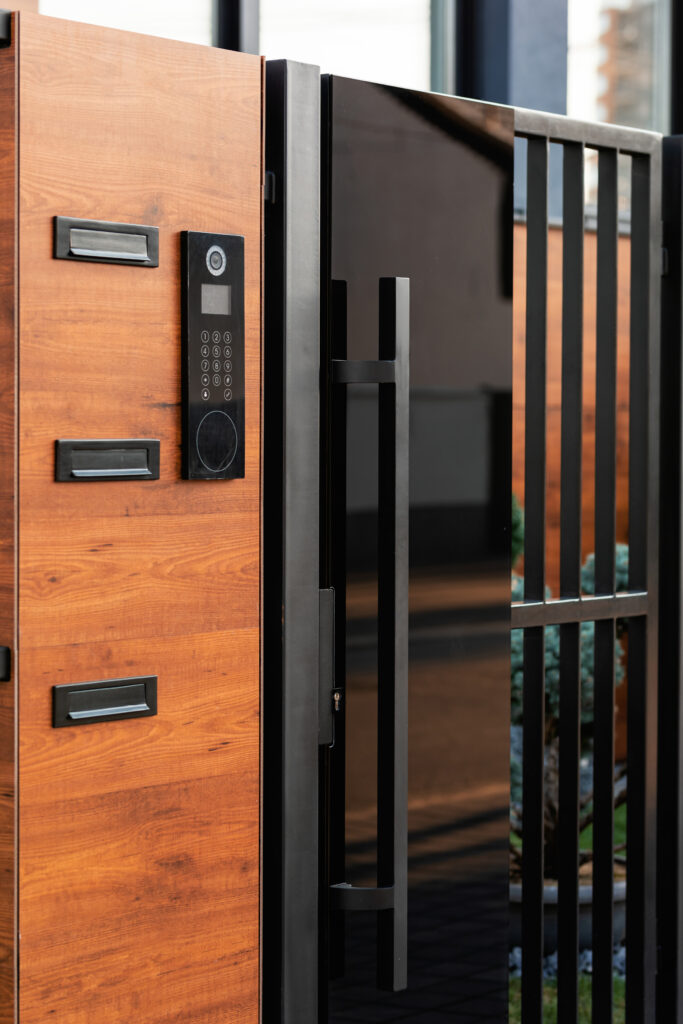 intercom on main gate of residential building.